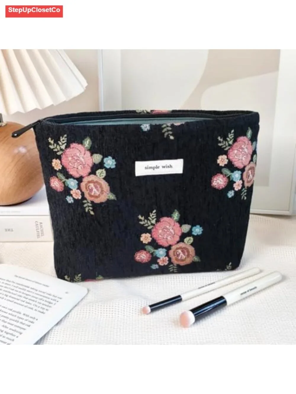 Floral Makeup Bag Travel Toiletry Pouch Large Capacity Cosmetic Case